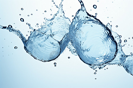 飞溅的液体水和气泡背景图片