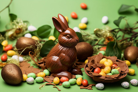 美味的兔子巧克力糖果背景图片