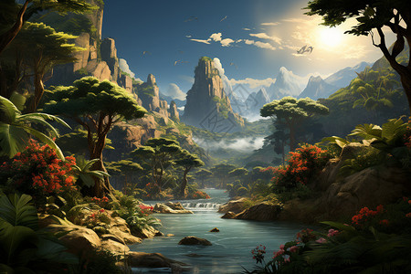 美丽梦幻的丛林景观图片
