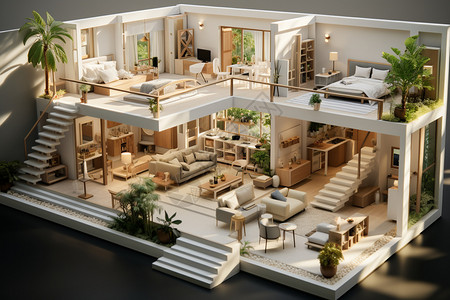 3D模型房屋设计背景图片