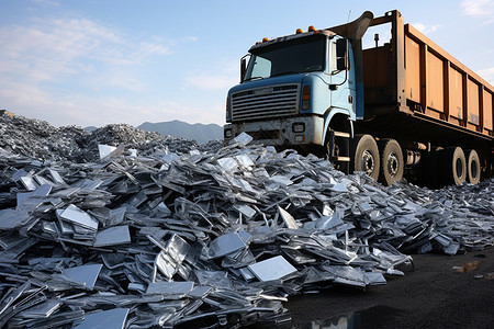 金属分类素材废品回收的垃圾堆背景