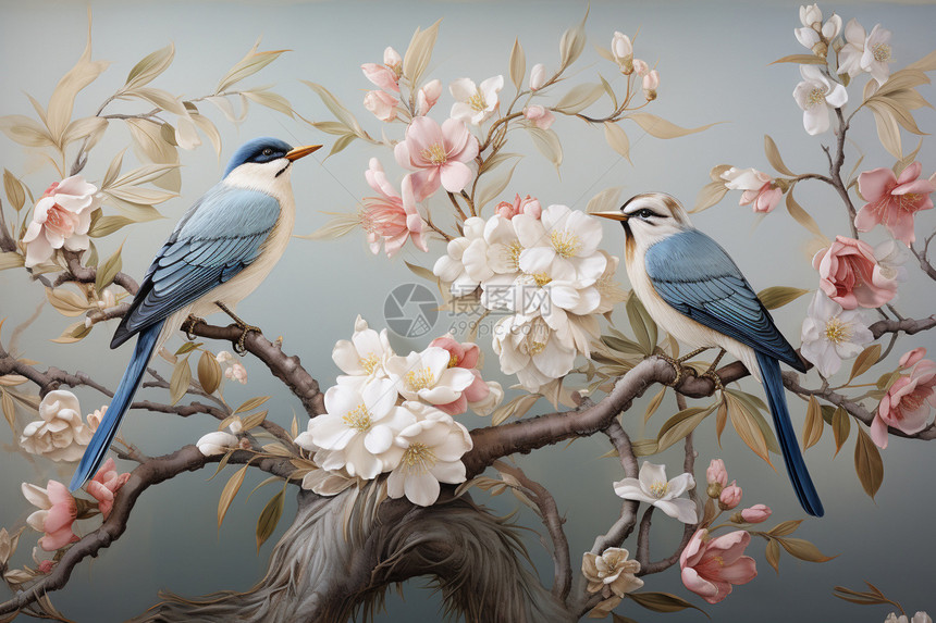 创意艺术美感的花卉鸟类图片
