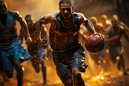 太阳下的街头篮球运动背景图片