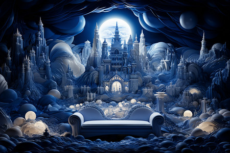 幻境中的城堡和沙发背景图片