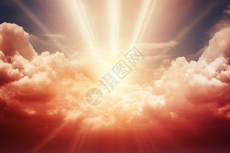 云层中的太阳光束背景图片