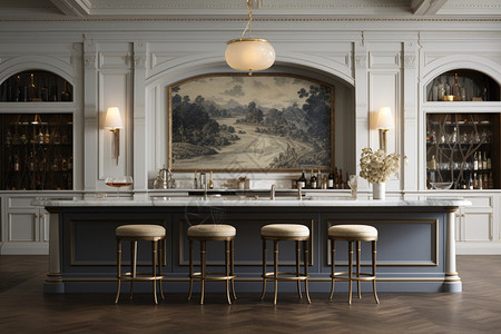 欧式古典相框典雅时尚的酒吧装饰设计图片