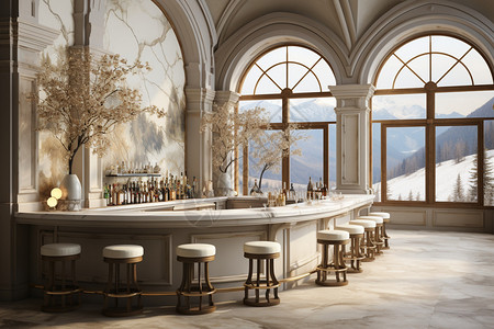 冬季的古典风格酒吧装潢设计图片