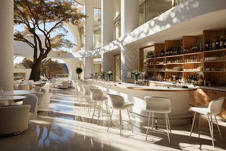酒吧餐桌白色系极简主义酒吧设计图片