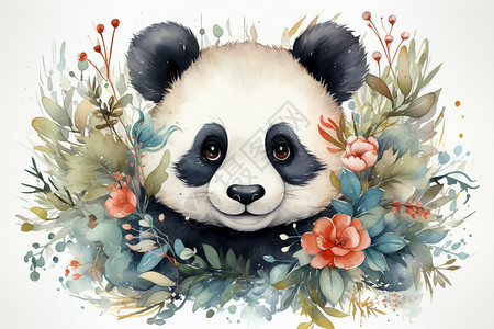 艺术创意的卡通熊猫插图背景图片