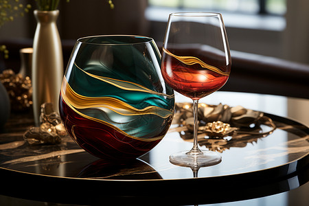 创意艺术美感的红酒杯背景图片