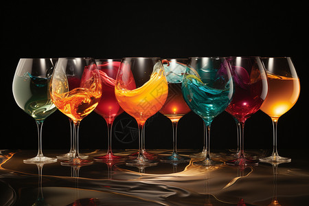 玻璃风格的艺术品红酒杯背景图片