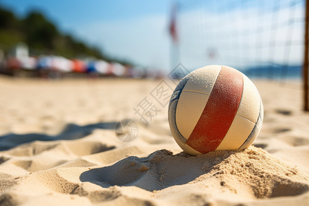 沙滩上的排球背景图片