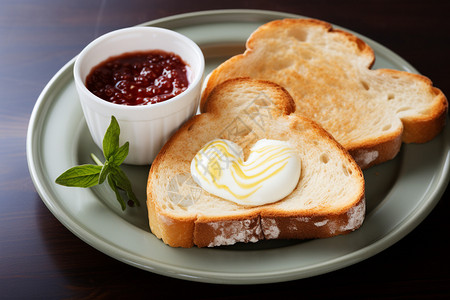 爱心面包浪漫的爱心早餐背景