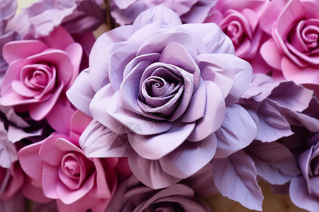 3d立体玫瑰立体花朵的3D剪纸画插画
