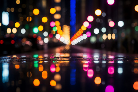 城市夜晚模糊的霓虹灯光背景图片