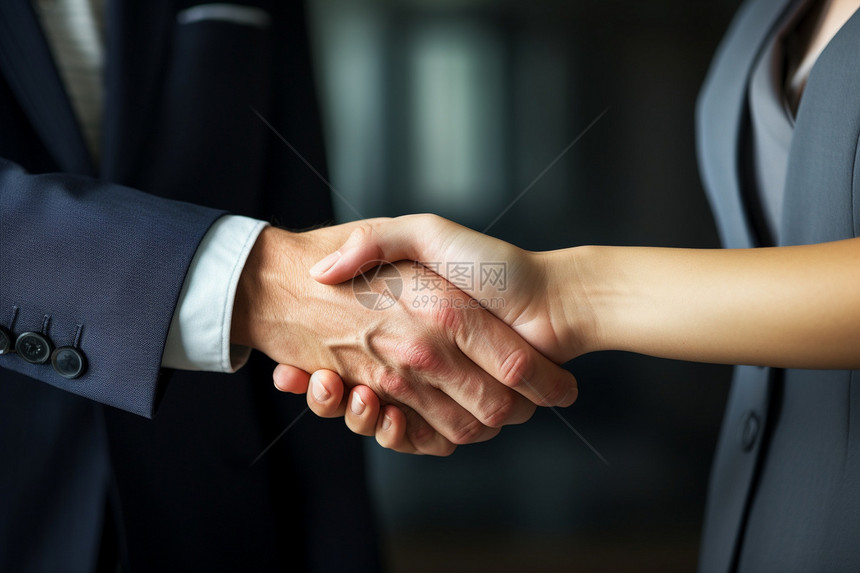 商务合作伙伴的握手示意图片