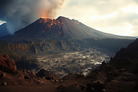 火山喷发中的景观图片