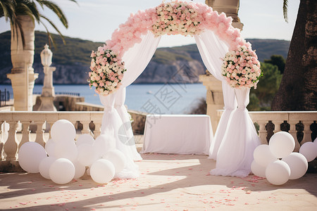 海边装饰素材婚礼现场的装饰背景