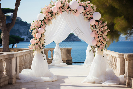 海边的梦幻婚礼背景图片