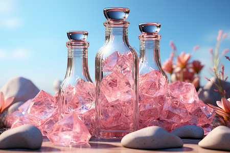 3D粉色的玻璃瓶图片
