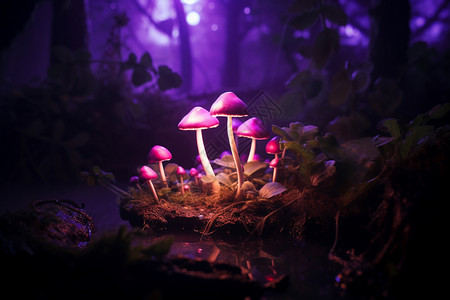 发光蘑菇仙境之夜设计图片