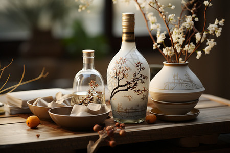美丽的中国风酒瓶背景图片