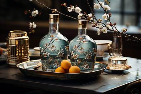 中国文化之美的酒具背景图片