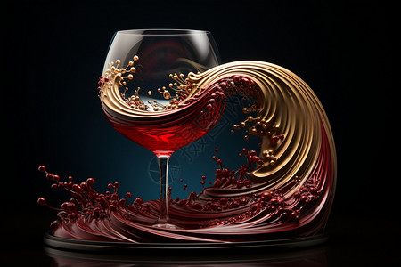 果酿红酒创意概念的葡萄酒杯设计图片