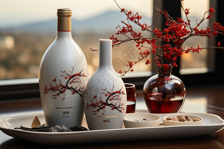 古风立体雕花传统瓷器酒具背景图片