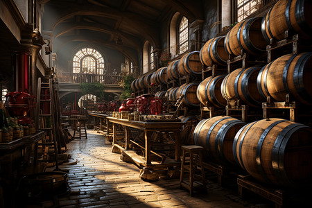 葡萄酒工厂酿造工厂的葡萄酒发酵存储背景
