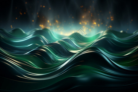 绿色水波状光效绿色浪花的抽象壁纸设计图片