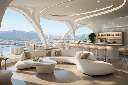 游艇生活未来生活中的白色时尚酒吧设计图片