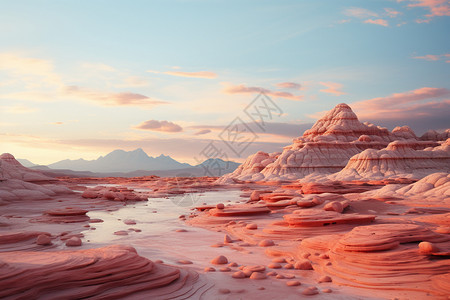 红色日落沙漠宁静安逸的沙漠地区设计图片