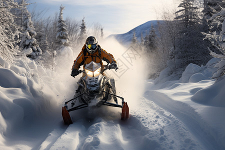 骑着雪地摩托的人图片