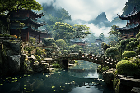 中国古典风建筑物背景图片