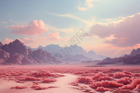 梦幻的粉色沙漠图片