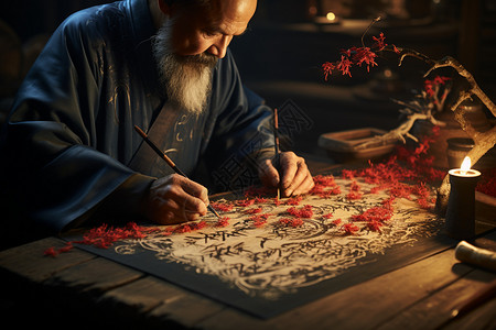传统古代书法绘画技艺背景图片