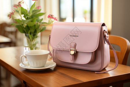 咖啡店手提袋时尚的粉色手提袋背景