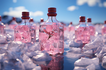冰晶玻璃纹理瓶图片