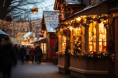 冬日街头浪漫的圣诞装饰背景图片