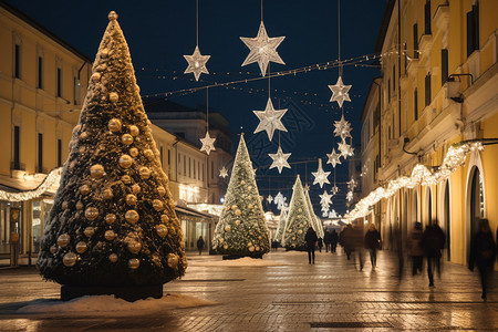 城市广场的圣诞氛围背景图片