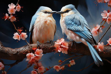 枝头小鸟的艺术品背景图片