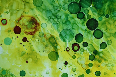 肥皂泡泡绿色色调的油画设计图片