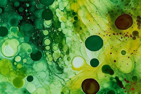 绿色与黄色泡泡绿色混合的绘画设计图片
