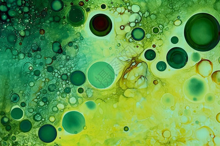 绿色与黄色泡泡抽象的绘画技术设计图片