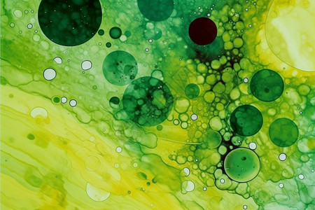 绿色与黄色泡泡混合泡泡的背景画设计图片