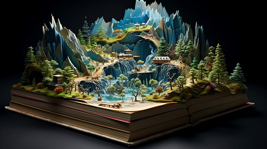 美丽山林翻开书籍中的立体山林景观设计图片