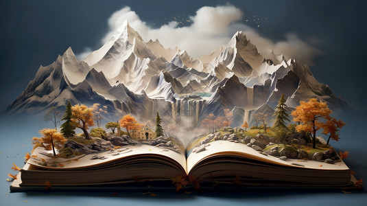书本中的创意雪山景观图片