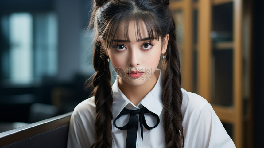双马尾 双马尾的制服女孩高清图片下载-正版图片600476309-摄图网