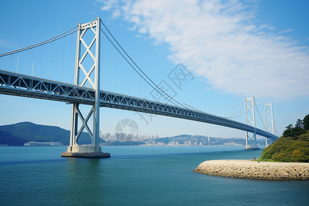 连接海洋两岸的吊桥高清图片